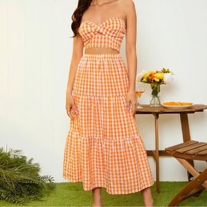 Orange gingham set
